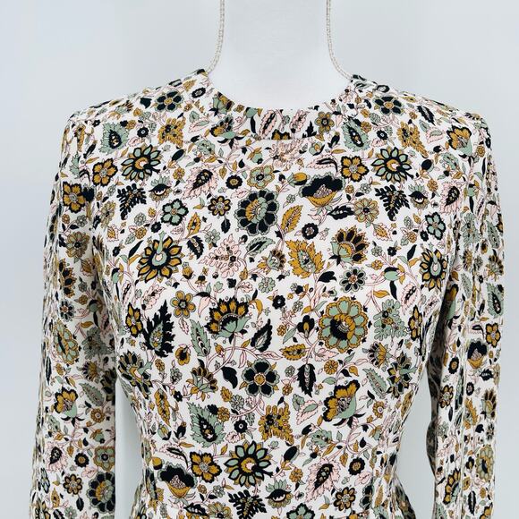 A.L.C. Womens Dress Size 4 Tordi Floral Paisley Silk 3/4 Sleeve Tiered Mini - Picture 3 of 9